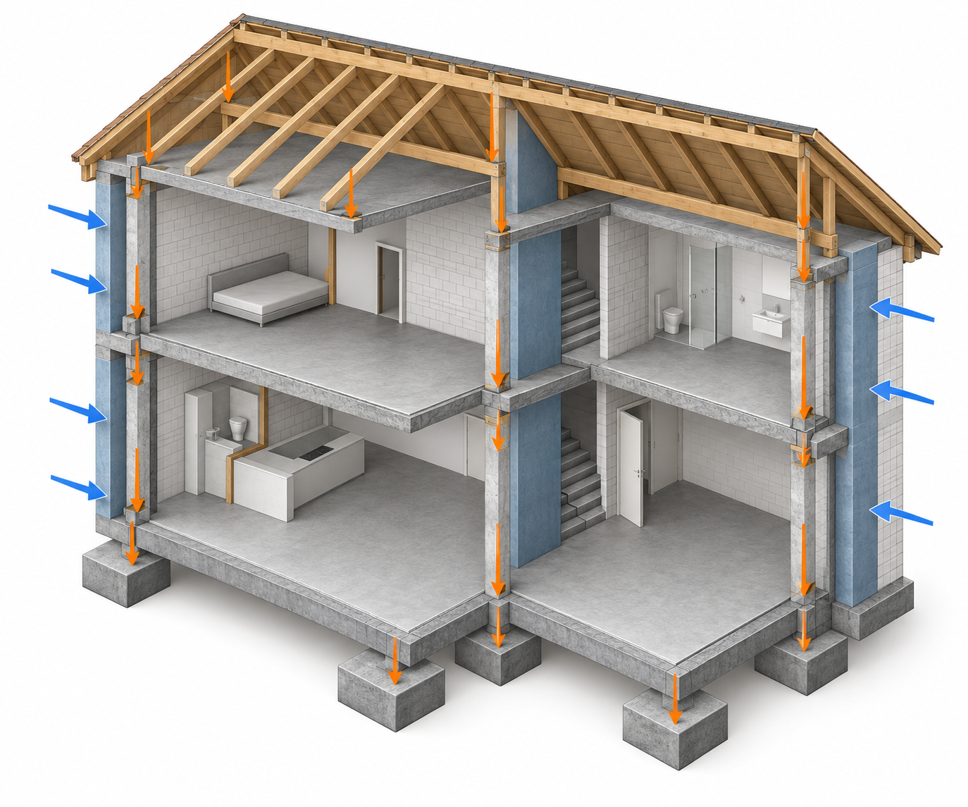 Concept visualization showing the building and its load paths